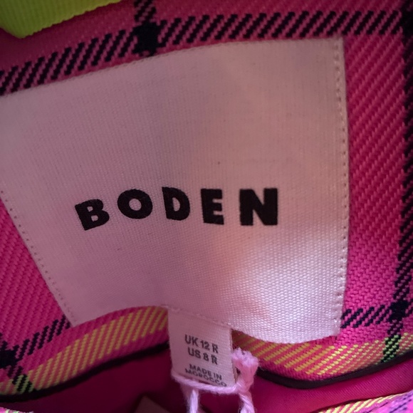 NWT Boden Cheltenham Trench Coat bright pink plaid 8 M - Picture 9 of 10